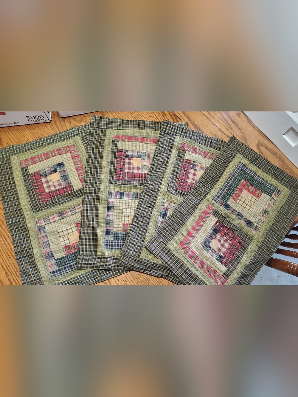 Nancy's Nook By Vict. Heart Quilted Plaid Patchwork Table Placemats, 100% Cotton